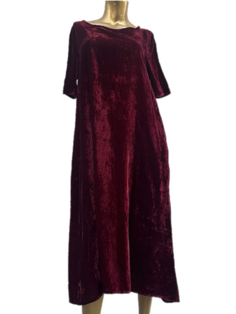 RUJUTA SHETH nylon/silk short sleeve flare midi velvet dress with pockets size S